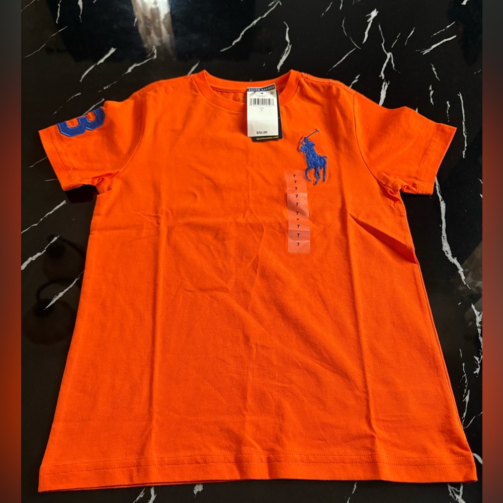 Polo by Ralph Lauren Orange Tee with Blue Logo